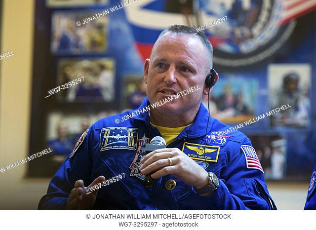 KAZAKHSTAN Baikonur Cosmodrome -- 24 Sep 2014 -- Expedition 41 Flight Engineer Barry Wilmore of NASA answers a question during a press conference on Wednesday