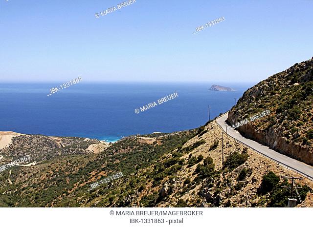Gulf of Mirambello, view from the terrace, Moni Faneromenis, monastery, Crete, Greece, Europe