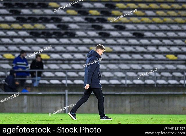 Lierse's head coach Jo Christiaens looks dejected after losing a soccer match between Lierse Kempenzonen and SV Zulte Waregem, Saturday 09 December 2023 in Lier