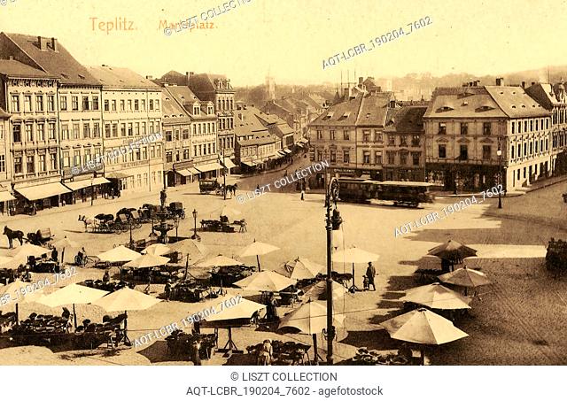 Market squares in the Czech Republic, Markets in the Czech Republic, Trams in Teplice, Carriages in Teplice, Horse-drawn buses in Czechoslovakia