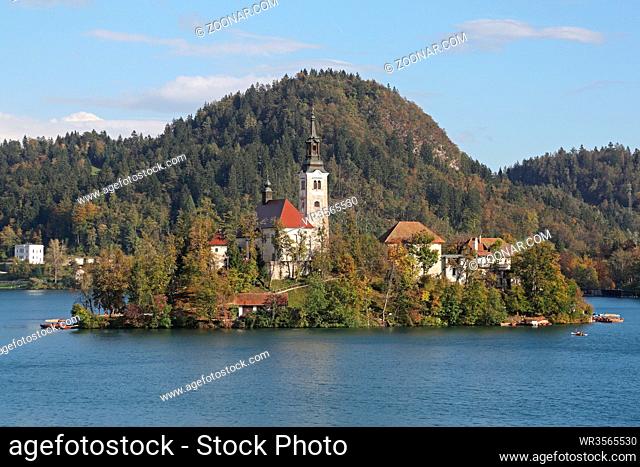 Small Island at Bled Lake in Slovenia