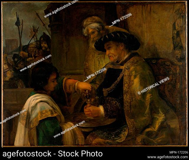 Pilate Washing His Hands. Artist: Style of Rembrandt (Dutch, 17th century); Date: probably 1660s; Medium: Oil on canvas; Dimensions: 51 1/4 x 65 3/4 in