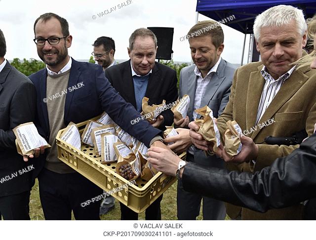 ***FILE PHOTO*** Members of the political party Starostove a nezavisli (Mayors and Independents) are seen during a political campaign in Valtice, Czech Republic