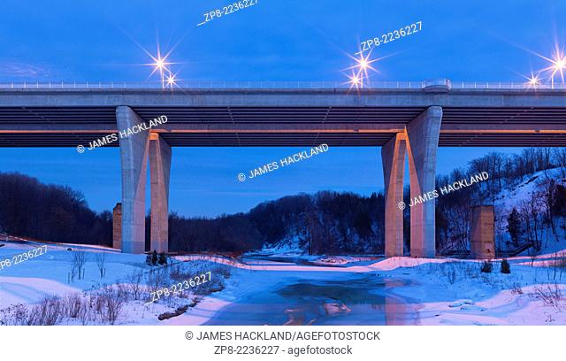 A viaduct (bridge) that on Dundas Street that spans 16 Mile Creek and the Lions Valley in Oakville, Ontario, Canada