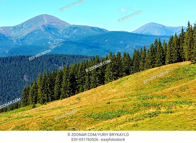 Summer Chornohora mountain ridge view from Vesnjarka plateau (Carpathian, Ukraine)