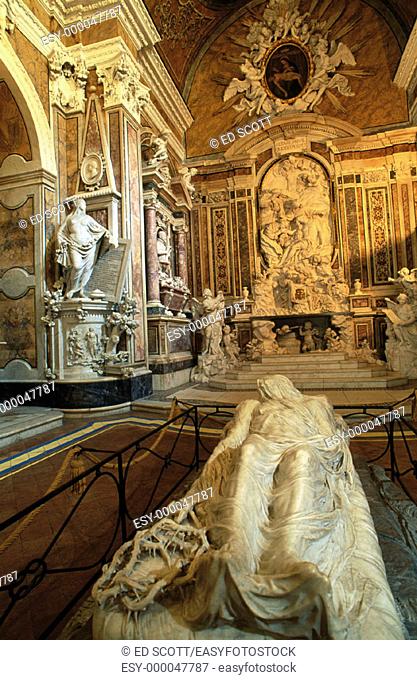 The 'Cristo Velato' (Veiled Christ), by Giuseppe Sanmartino. San Severo Chapel. Naples. Italy