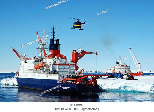 Setting and removal of Antarctic research vessel, Antarctica, Atka-Bucht