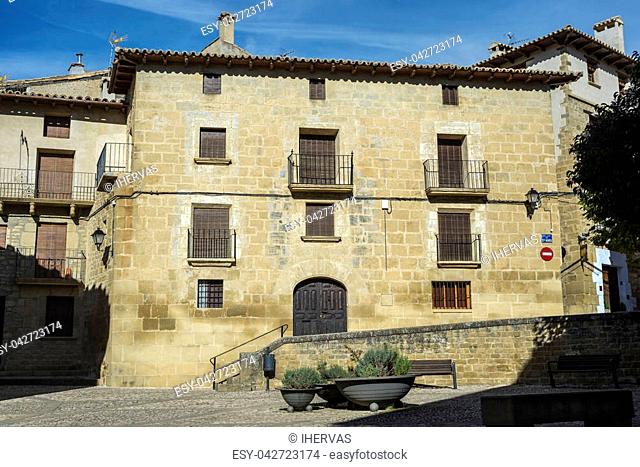 Traditional architecture in Uncastillo. It is a historic town and municipality in the province of Zaragoza, Aragon, eastern Spain