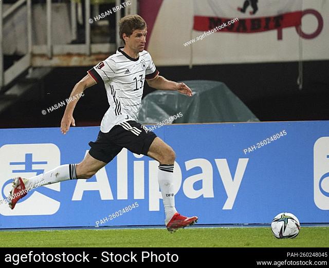 11.10.2021, Toshe Proeski Arena, Skopje, MKD, World Cup qualification, North Macedonia vs Germany, in the picture Thomas Muller (Germany)