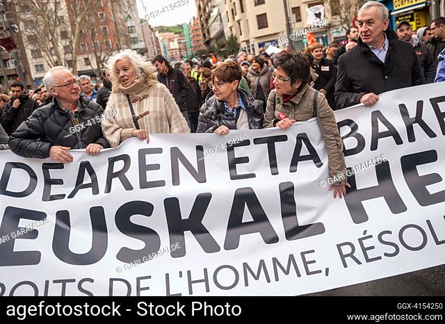 Joseba Azkarraga (R) politician, Rosa Rodero (2nd.R), widow of the Basque policeman Joseba Goikoetxea, killed by the armed Basque separatist group ETA
