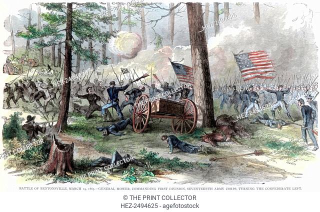 Battle of Bentonville, North Carolina, American Civil War 19 March 1865. Union General Joseph A Mower, commanding the First Division, 17th Army Corps