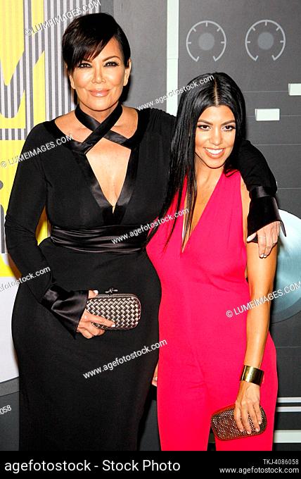 LOS ANGELES, CA - AUGUST 30, 2015: Kris Jenner and Kourtney Kardashian at the 2015 MTV Video Music Awards held at the Microsoft Theater in Los Angeles