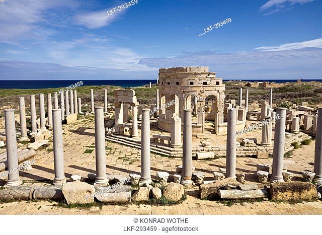 The Market, Archaeological Site of Leptis Magna, Libya, Africa