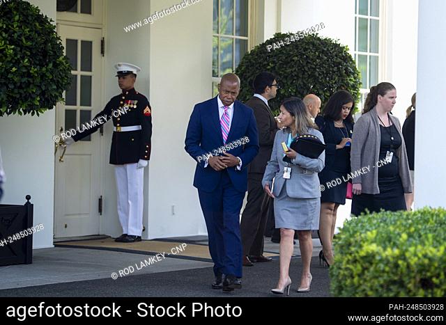 Borough President of Brooklyn Eric Adams, the 2021 Democratic Party nominee for Mayor of the City of New York, speaks to reporters at the White House in...