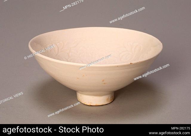Conical Bowl with Peonies and Leaves - Song dynasty (960'1279) - China. Ding ware; porcelain with underglaze molded decoration. 960 AD'1279