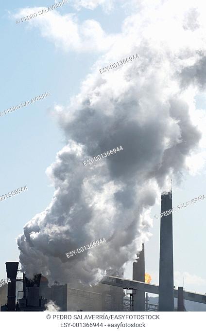 smoke in a factory dedicated to the manufacture of steel, Avilés, Asturias, Spain