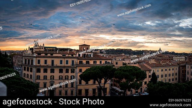 Giant sunset Panorama of Rome, Italy