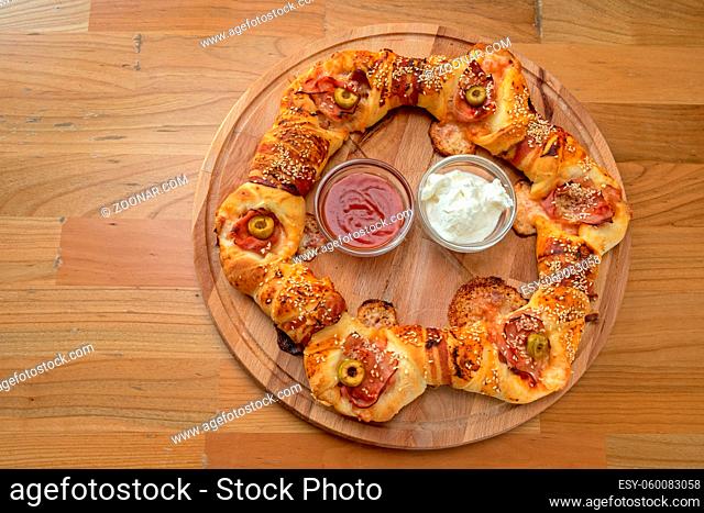 Big Round Bagel Savory Stuffed Pastry Meal