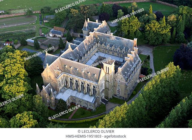 France, Pas de Calais, Wisques, Notre Dame benedictine abbey (aerial view)