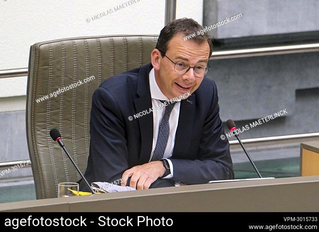 Flemish Minister of Welfare Wouter Beke pictured during a plenary session of the Flemish Parliament in Brussels, Wednesday 09 June 2021