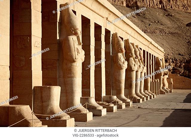 EGYPT, LUXOR, 29.06.2010, osiris statue at Mortuary Temple of Hatshepsut, Luxor, Egypt, Africa - Luxor, Egypt, 29/06/2010