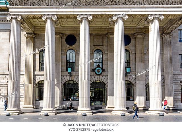 The portico of the General Post Office building Oâ. . Connell St Lower, Dublin, Ireland