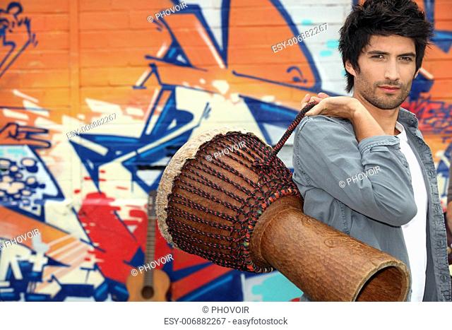 Guy with African drum