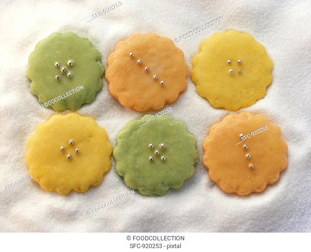 Sevillanas (Spanish shortbread biscuits) with silver pearls