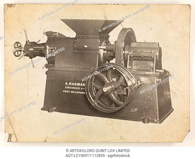 Photograph - A.T. Harman & Sons, Industrial Equipment, circa 1923, A black and white photograph of industrial equipment produced by A.T