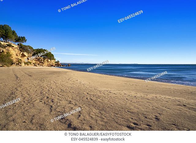 Cala Angels beach playa in Miami Platja of Tarragona at costa Dorada of Catalonia