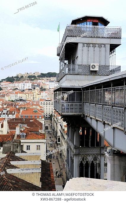 Portugal, Lisbon  Santa Justa elevator and view on the city
