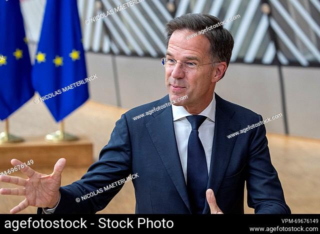 Prime Minister of the Netherlands Mark Rutte pictured during a meeting of the European council, at the European Union headquarters in Brussels