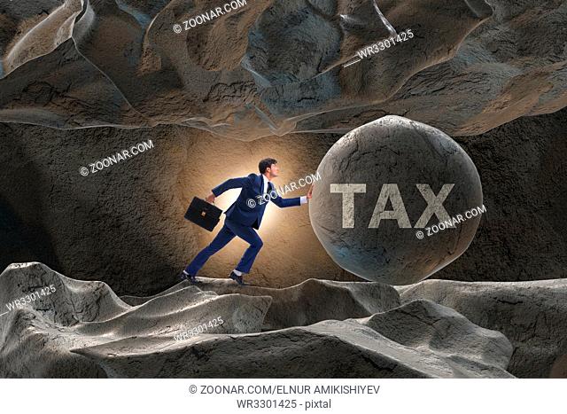 Businessman in high taxes business concept