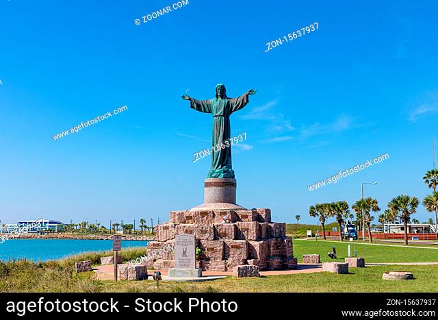 South Padre Island, Texas, USA - November 19, 2019: The Cristo de los Pescadores memorial to fallen fishermen, on South Padre Island