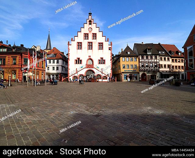 Historical town hall of Karlstadt am Main, Main-Spessart County, Lower Franconia, Bavaria, Germany