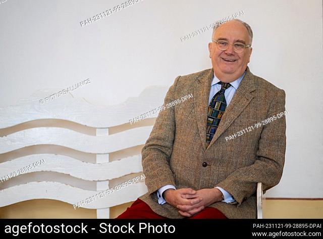 21 November 2023, Saxony, Moritzburg: Christian Striefler, Director of the State Palaces, Castles and Gardens of Saxony, sits in the foyer of Moritzburg Castle