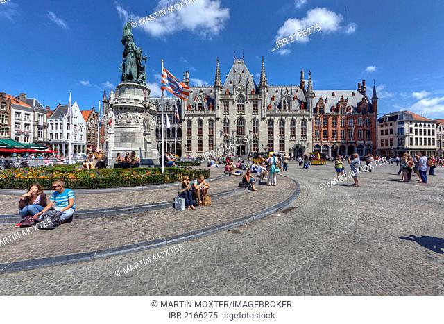 Provinciaal Hof, Provincial Court, Grote Markt square, historic centre of Bruges, UNESCO World Heritage Site, West Flanders, Flemish Region, Belgium, Europe