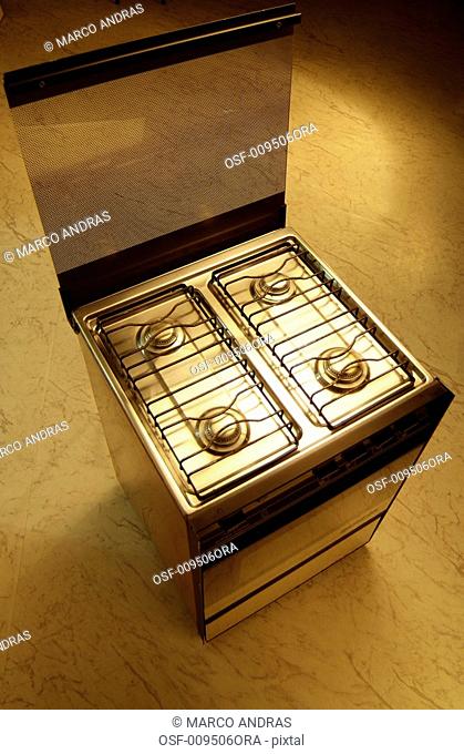 one silver stove for kitchen