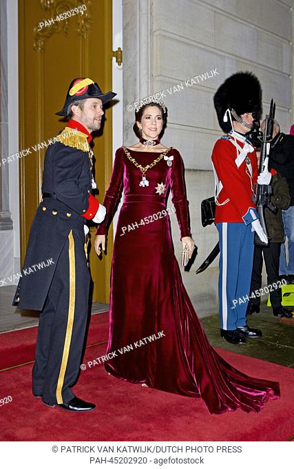 Crown Prince Frederik (L) and Crown Princess Mary of Denmark arrive for the annual New Years reception at Amalienborg Palace in Copenhagen, Denmark