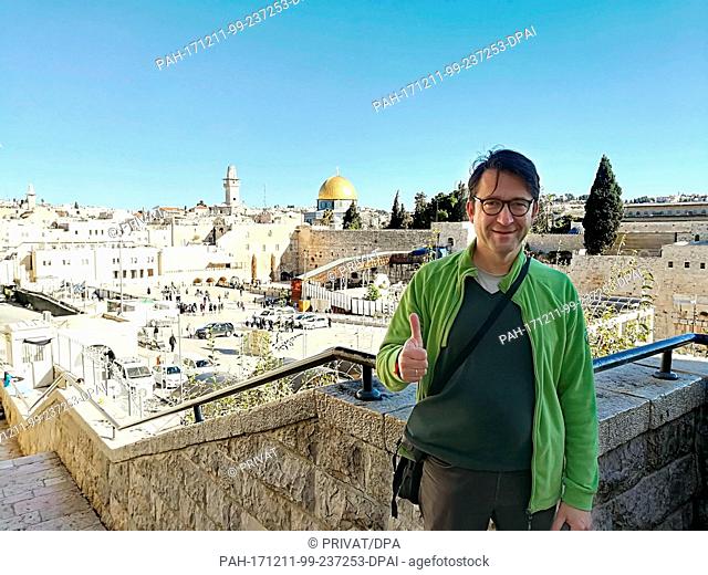 HANDOUT - Undated handout picture showing the German priest Holger Zizelmann from Rosenfeld in the Zollernalb district standing in front of the Wailing Wall in...