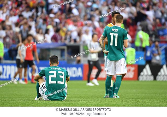 frustrated after the end of the game: Mario Gomez (Germany), Marco Reus (Germany). GES / Soccer / World Cup 2018 Russia: South Korea - Germany, 27.06