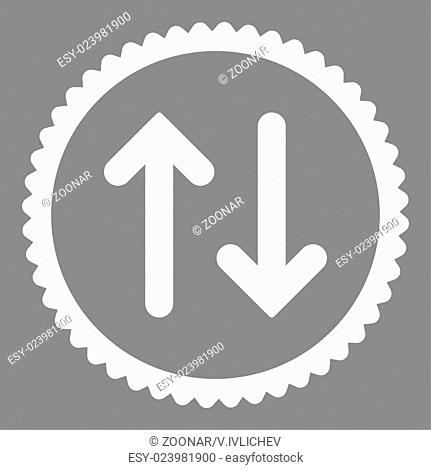 Flip flat white color round stamp icon