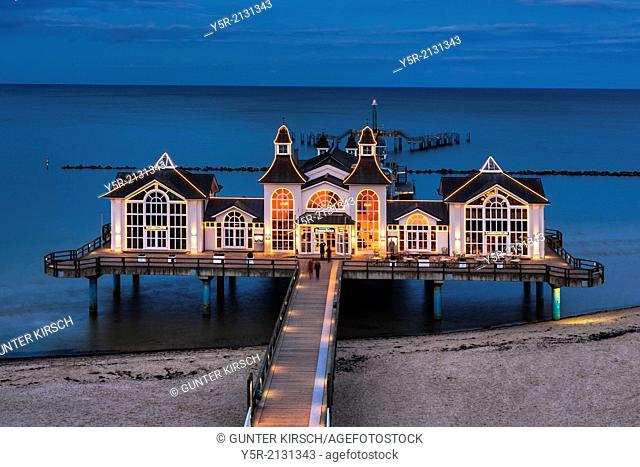 The Sellin Pier is a pier at the Baltic Sea. The pier is 394 meters long. It was inaugurated in 1998, Sellin, Ruegen Island, County Vorpommern-Ruegen