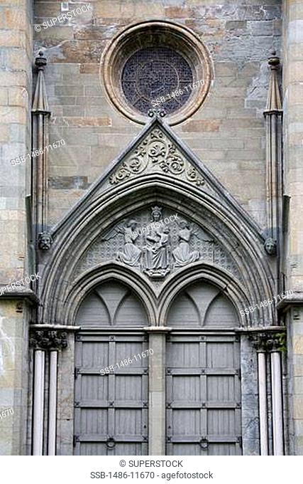 Architectural details of a cathedral, Nidaros Cathedral, Trondheim, Trondelag County, Trondelag, Norway