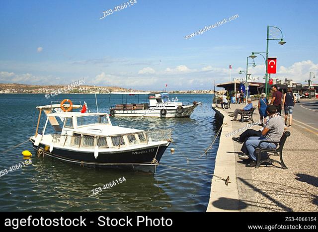 Traditional fishing boats inside the harbour of ancient Kydonies todays Ayvalik town, Balikesir, Aegean Region, Turkey, Europe