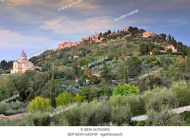 Church of San Biagio and town of Montepulciano, Tuscany, Italy, Europe