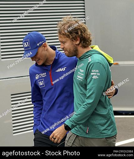 July 7th, 2022, Red Bull Ring, Spielberg, Formula 1 BWT Grand Prix of Austria 2022, in the picture Mick Schumacher (DEU), Haas F1 Team, Sebastian Vettel (DEU)