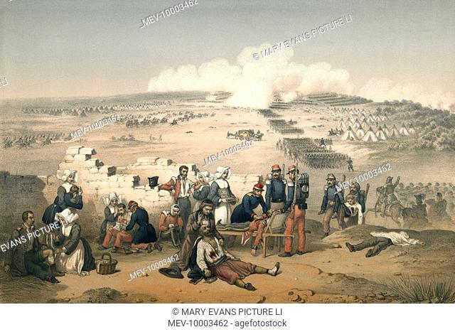 French field hospital during the battle of Inkerman, Crimean War