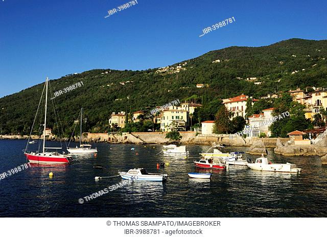 Sailboats moored in the soft morning light, Lovran, Istria, Croatia
