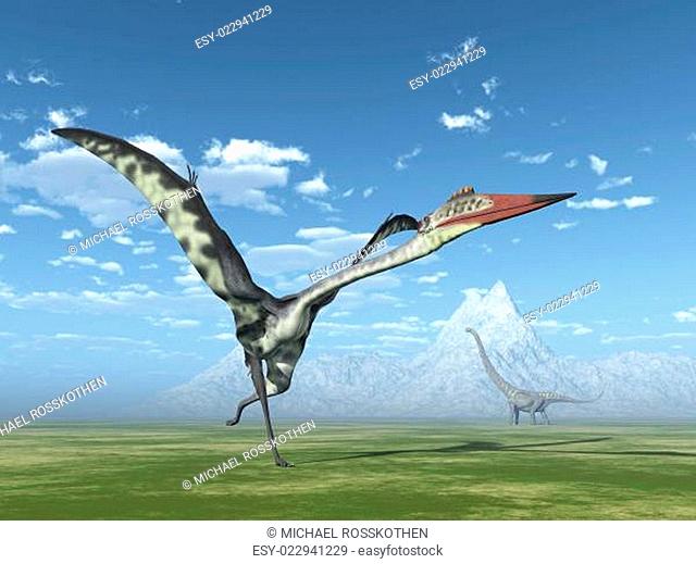 Quetzalcoatlus und Mamenchisaurus